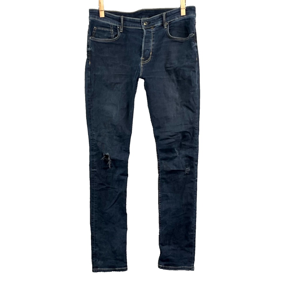 Allsaints Cigarette Damaged Jeans Mens 34x30* Blue Denim Skinny Leg Streetwear